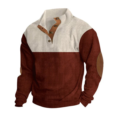 Winter-Pullover - Ellbogen-Patches - Knopfleiste - Pullover - Herrenbekleidung
