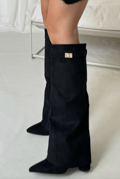 Kniehohe Stiefel | Chunky Heel | Zip-Up | Wildlederstiefel | Damenstiefel