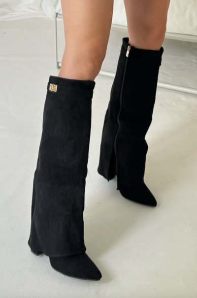Kniehohe Stiefel | Chunky Heel | Zip-Up | Wildlederstiefel | Damenstiefel
