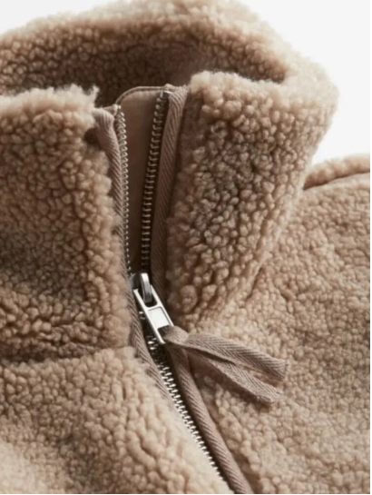 Teddy-Jacke – Oversize-Winterjacke aus Teddy-Fleece für Damen