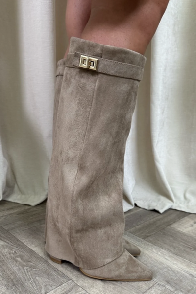 Kniehohe Stiefel | Chunky Heel | Zip-Up | Wildlederstiefel | Damenstiefel