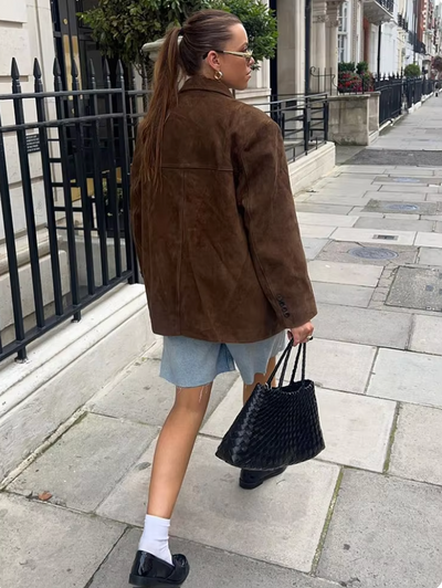 Wildlederjacke | Braun | Vintage | Oversize-Jacke | Damenjacke