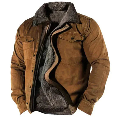 Winterjacke - Herren Casual Zip-Up Fleece gefütterter Wintermantel