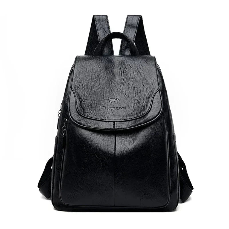 Lederrucksack - Großer Laptop-Rucksack aus Kunstleder für Frauen