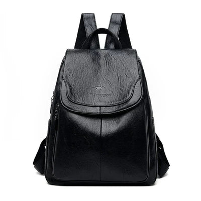 Lederrucksack - Großer Laptop-Rucksack aus Kunstleder für Frauen