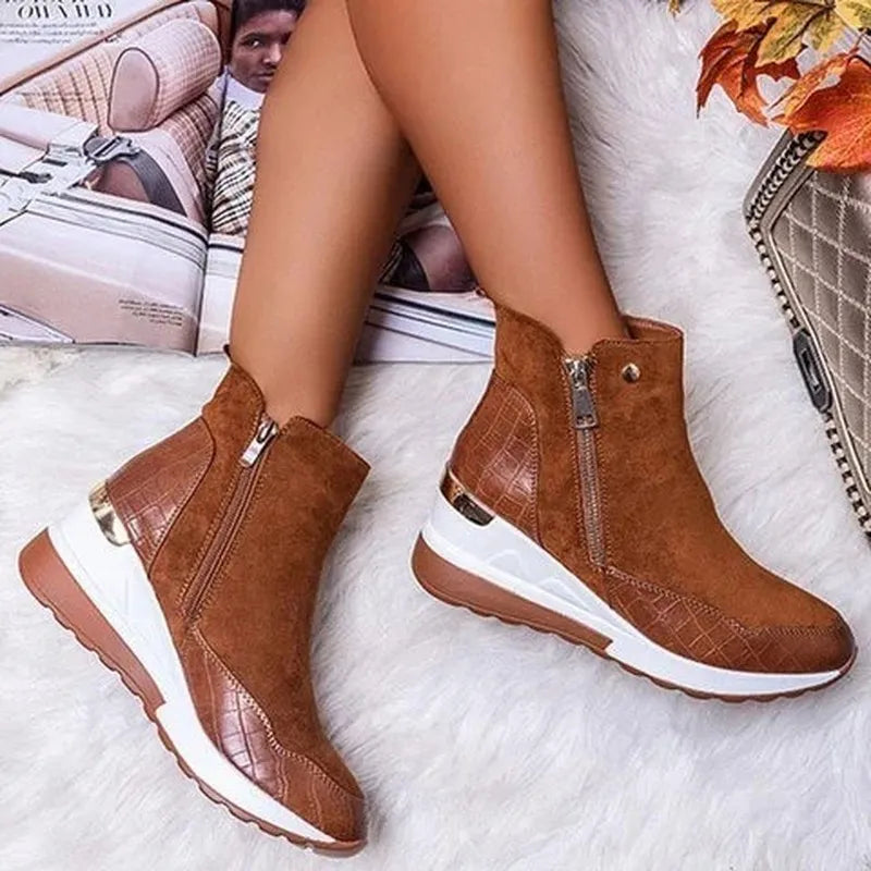 Keilstiefel – Plateau – Reißverschluss – Stiefeletten – Damenstiefel