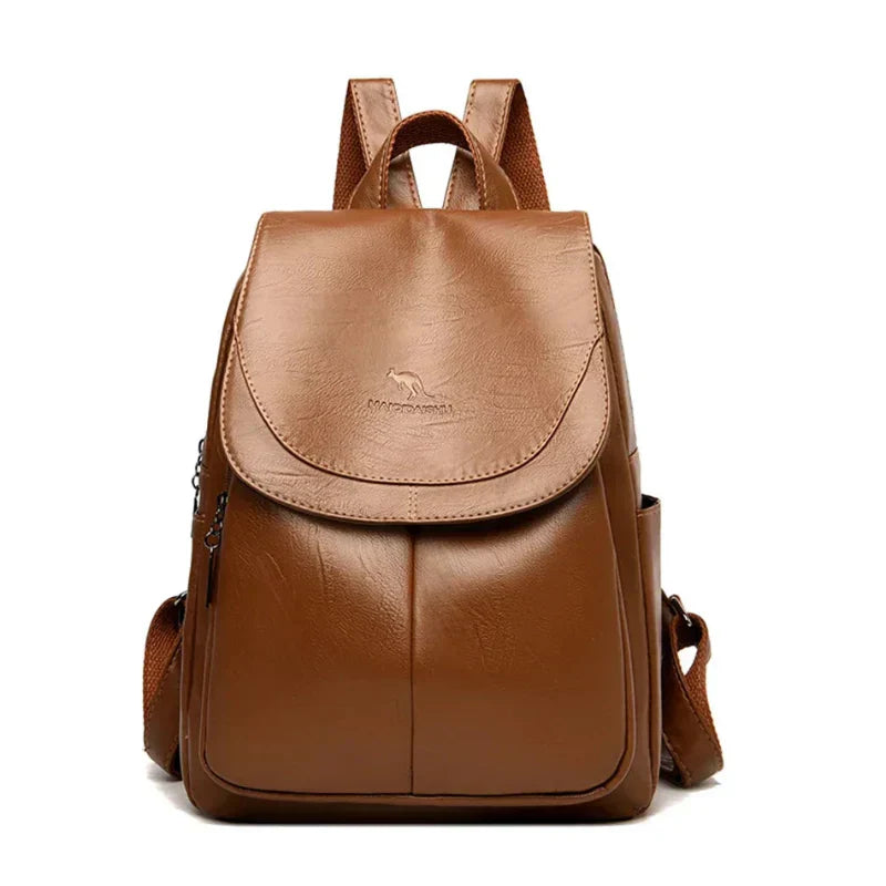 Lederrucksack - Großer Laptop-Rucksack aus Kunstleder für Frauen