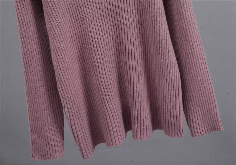 Strick-Set – Rollkragenpullover – Midirock – Zweiteiliges Strick-Set – Pullover-Rock-Set