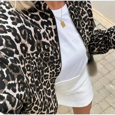 Leopardenmuster Bomberjacke | Übergröße | Zip-Up | Leopardenjacke | Damenjacke