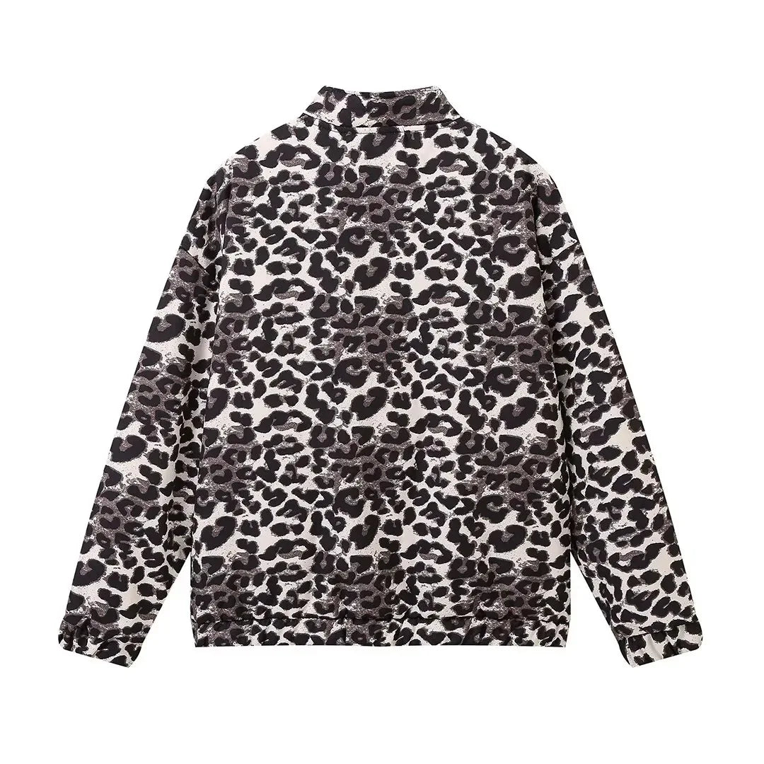Leopardenmuster Bomberjacke | Übergröße | Zip-Up | Leopardenjacke | Damenjacke