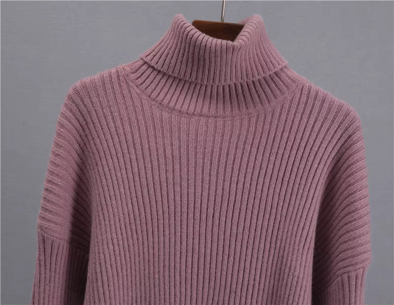 Strick-Set – Rollkragenpullover – Midirock – Zweiteiliges Strick-Set – Pullover-Rock-Set