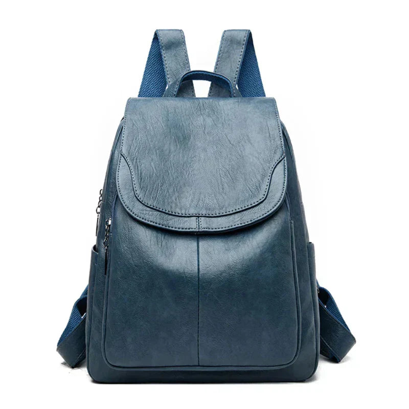 Lederrucksack - Großer Laptop-Rucksack aus Kunstleder für Frauen