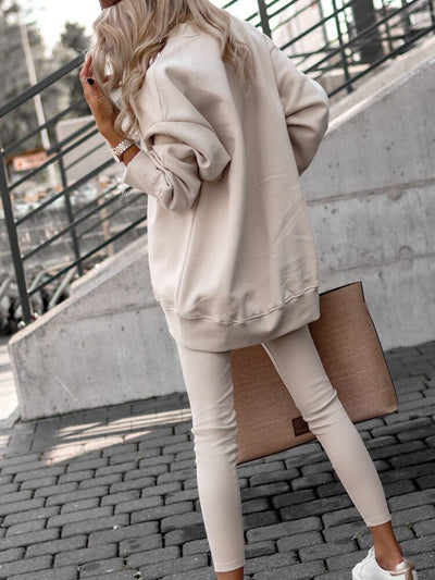Zweiteiliges Set – Oversize-Pullover und Leggings für Damen