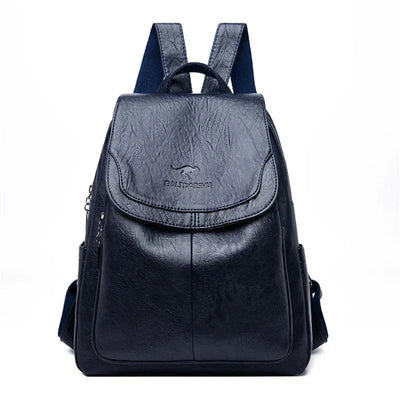 Lederrucksack - Großer Laptop-Rucksack aus Kunstleder für Frauen