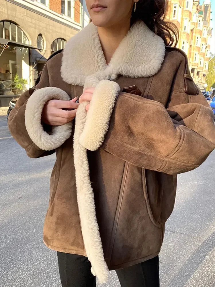Fliegerjacke – Suedette – mit Fleece gefüttert – Jacke mit Sherpa – Fliegerjacke für Damen