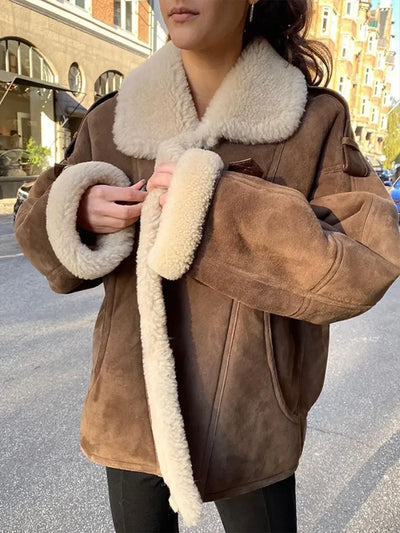 Fliegerjacke – Suedette – mit Fleece gefüttert – Jacke mit Sherpa – Fliegerjacke für Damen