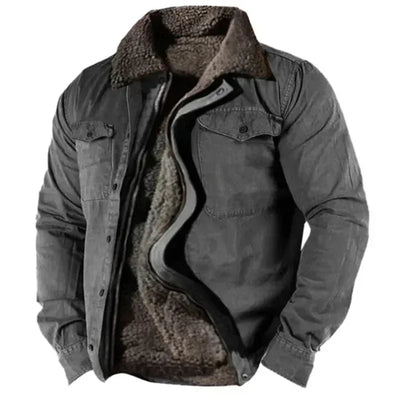 Winterjacke - Herren Casual Zip-Up Fleece gefütterter Wintermantel