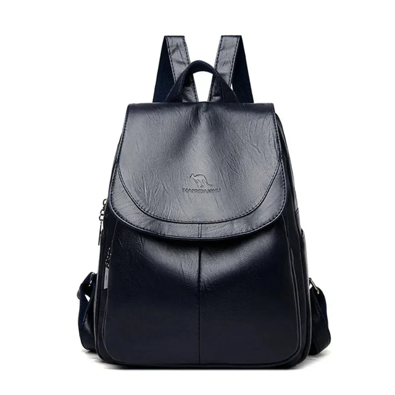 Lederrucksack - Großer Laptop-Rucksack aus Kunstleder für Frauen