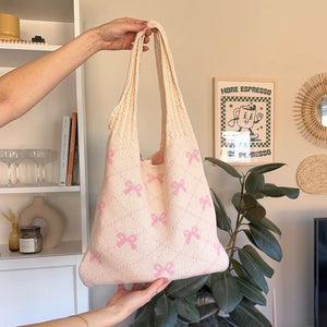 Shopper Tasche | Gehäkelt | Schleifen Muster-Fashion Peak