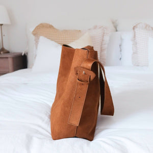 Shopper Tasche | Wildleder Optik | Braune Schultertasche-Fashion Peak