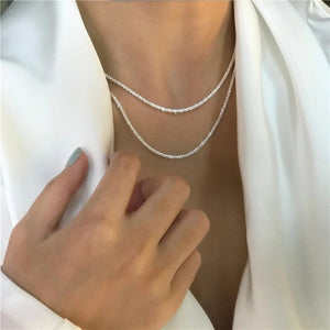 Silberne Halskette - Minimalistische Ketten-Halskette für Frauen-Fashion Peak