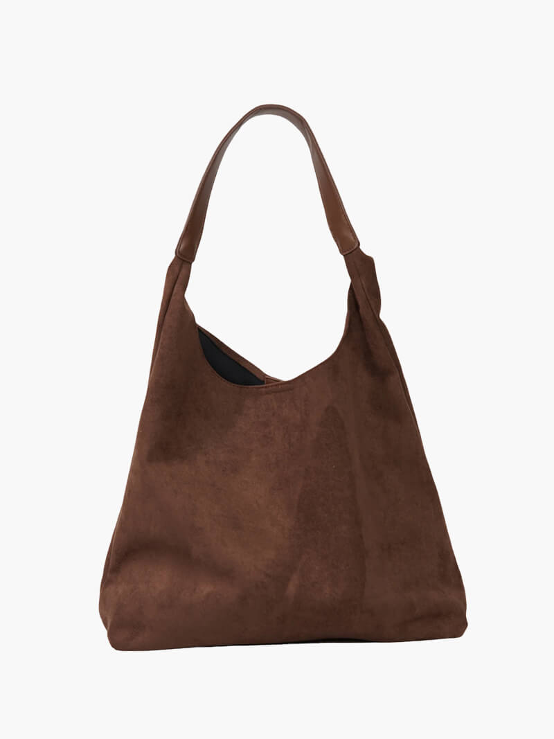Hobo-Tasche – Große Damen-Umhängetasche aus Wildlederimitat für den Alltag