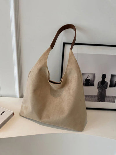 Hobo-Tasche – Große Damen-Umhängetasche aus Wildlederimitat für den Alltag