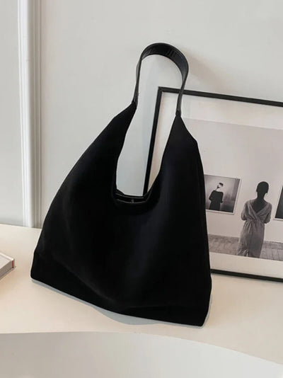 Hobo-Tasche – Große Damen-Umhängetasche aus Wildlederimitat für den Alltag
