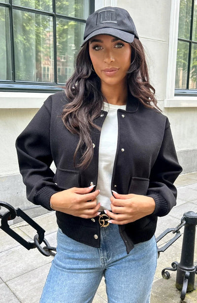 Bomberjacke - Kurze Aviatorjacke mit Knopfleiste für Frauen