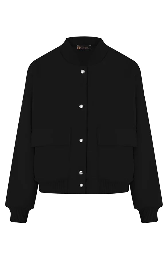 Bomberjacke - Kurze Aviatorjacke mit Knopfleiste für Frauen