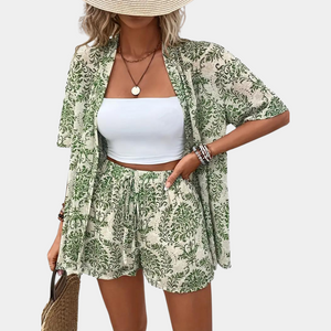 Sommer-Set für Damen – Set aus luftiger Kimono-Bluse und Shorts-Fashion Peak