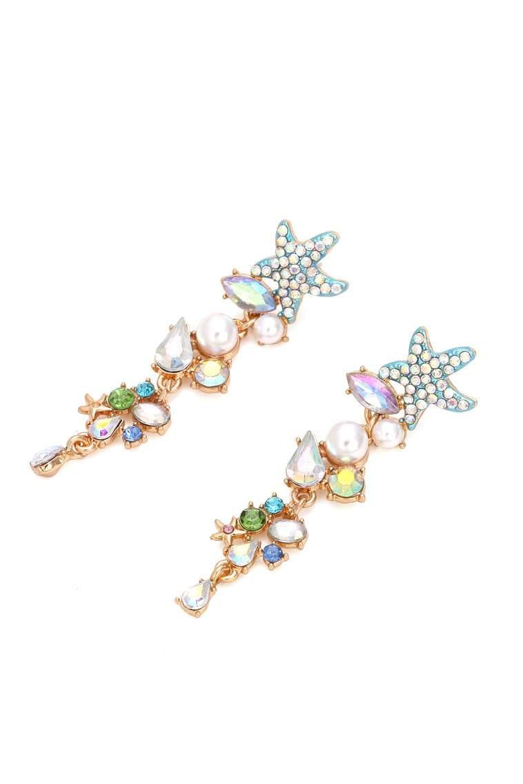 Starfish Earrings - Pearl - Stud - Long Earrings - Women's Earrings-Fashion Nora