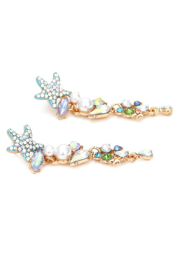 Starfish Earrings - Pearl - Stud - Long Earrings - Women's Earrings-Fashion Nora