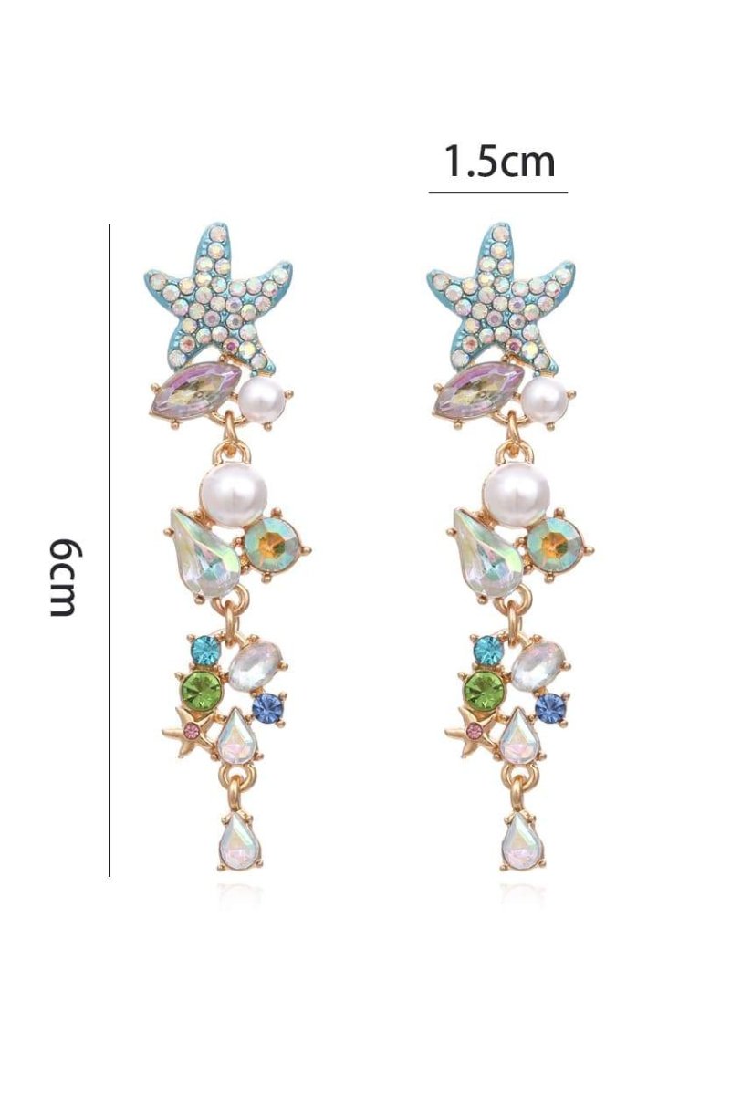Starfish Earrings - Pearl - Stud - Long Earrings - Women's Earrings-Fashion Nora
