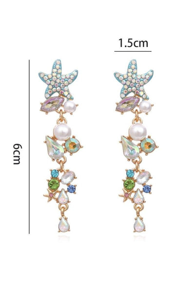 Starfish Earrings - Pearl - Stud - Long Earrings - Women's Earrings-Fashion Nora