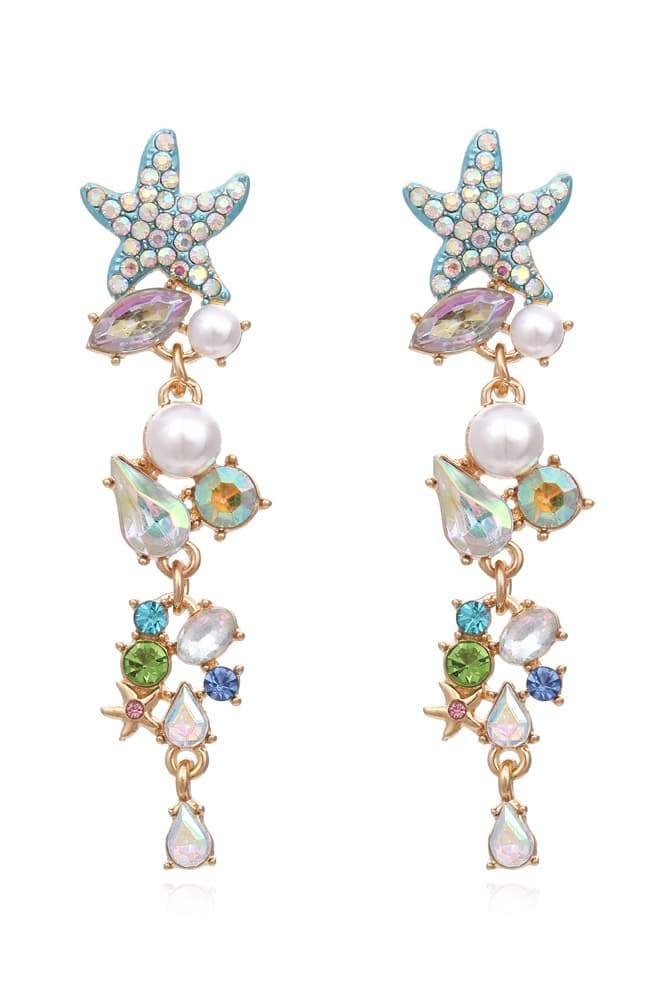 Starfish Earrings - Pearl - Stud - Long Earrings - Women's Earrings-Fashion Nora
