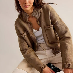 Strickjacke – Relaxed Fit – Taschen – Jacke mit Knöpfen – Damenstrickwaren-Fashion Peak