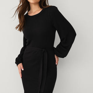 Strickkleid | Gürtel | Langarm | Jumperkleid | Midikleid-Fashion Peak