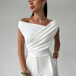 Top | Drapierte Schulter | Elegant asymmetrisch chic-Fashion Peak