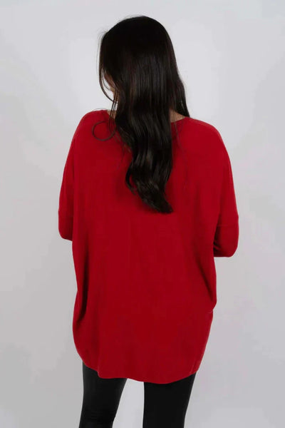 Langer Pullover | Lockere Passform | Taschen | Übergroßer Pullover | Damenstrickwaren