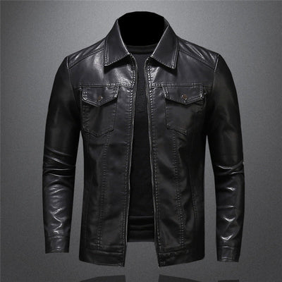 Lederjacke - Schwarz - Veganes Leder - Kunstlederjacke - Herrenjacke