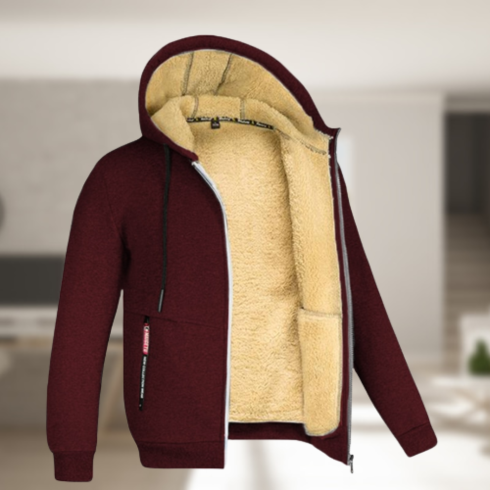 Kapuzenjacke | Mit Fleece gefüttert | Winter | Kapuzenjacke mit Reißverschluss | Herren-Kapuzenjacke