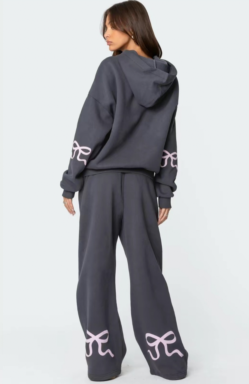 Hoodie-Jogginghosen-Set – Weites Bein – Zweiteilig – Trainingsanzug – Damenbekleidung