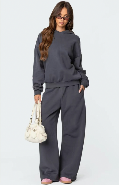 Hoodie-Jogginghosen-Set – Weites Bein – Zweiteilig – Trainingsanzug – Damenbekleidung