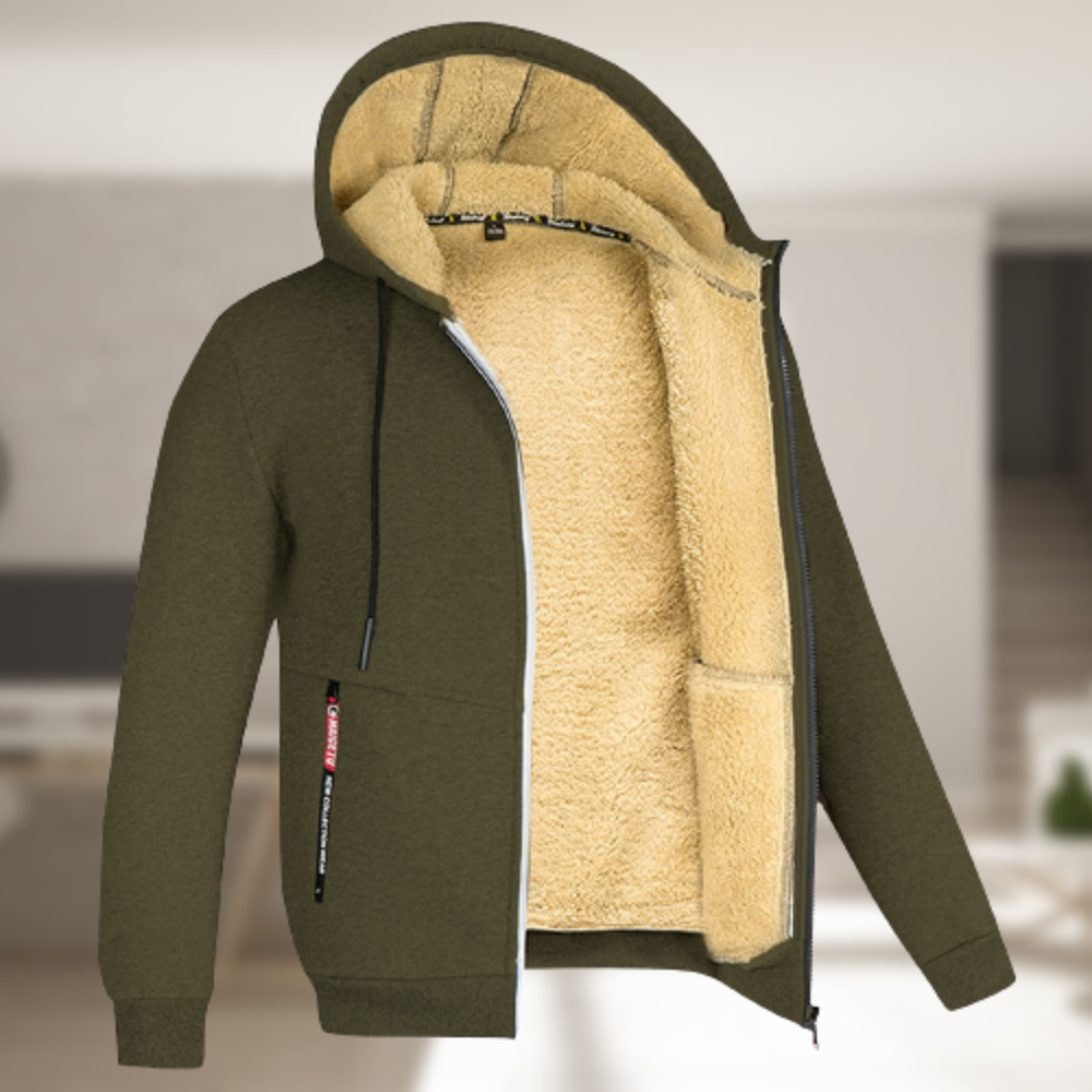 Kapuzenjacke | Mit Fleece gefüttert | Winter | Kapuzenjacke mit Reißverschluss | Herren-Kapuzenjacke