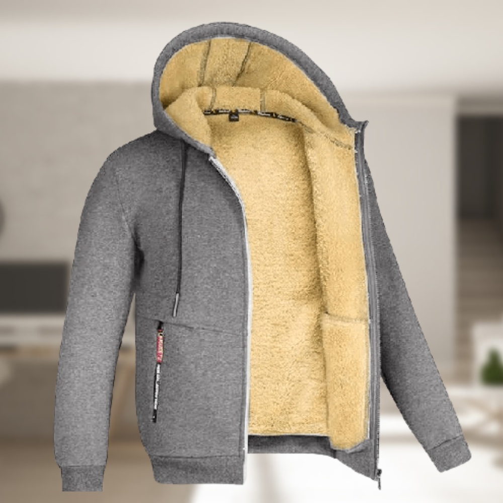 Kapuzenjacke | Mit Fleece gefüttert | Winter | Kapuzenjacke mit Reißverschluss | Herren-Kapuzenjacke
