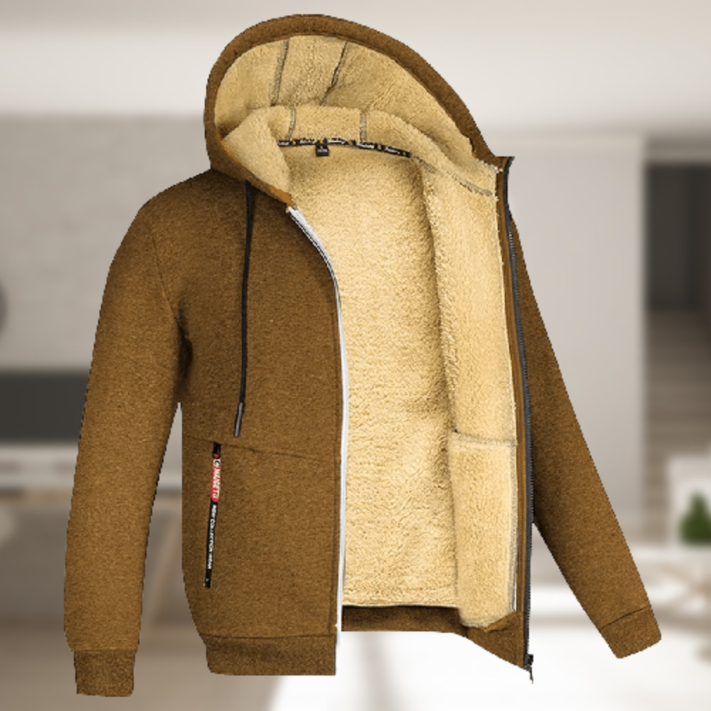 Kapuzenjacke | Mit Fleece gefüttert | Winter | Kapuzenjacke mit Reißverschluss | Herren-Kapuzenjacke