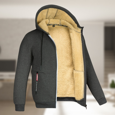 Kapuzenjacke | Mit Fleece gefüttert | Winter | Kapuzenjacke mit Reißverschluss | Herren-Kapuzenjacke