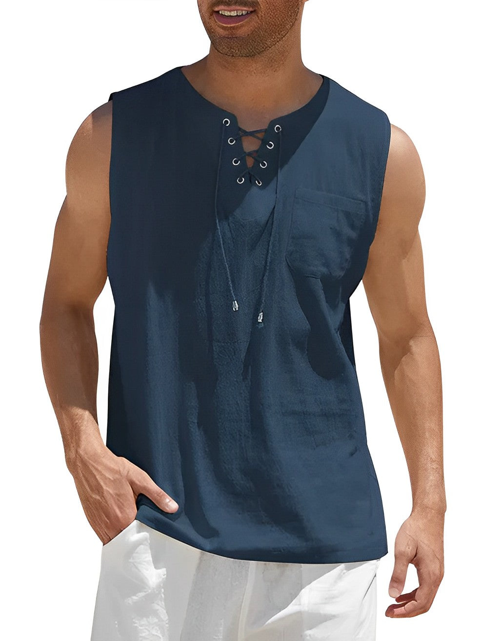 Tanktop – Locker Sitzendes ärmelloses Sommerhemd für Herren