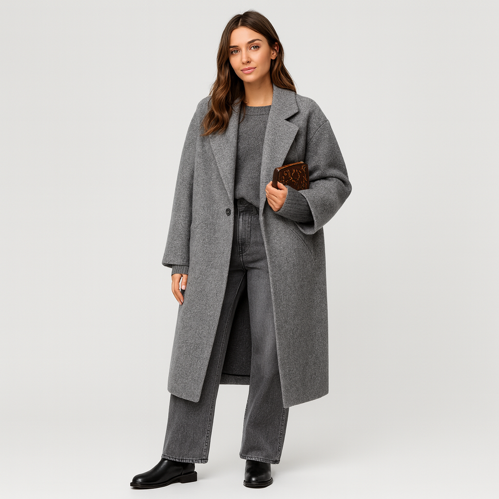 Übergroßer Wollmantel | Lang | Lockere Passform | Winter-Trenchcoat | Winterjacke für Damen